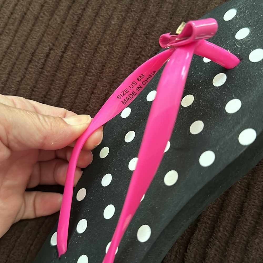 Kate Spade Black White Pink - Stripe Flip Flop Women’s size 8 - Picture 5 of 5